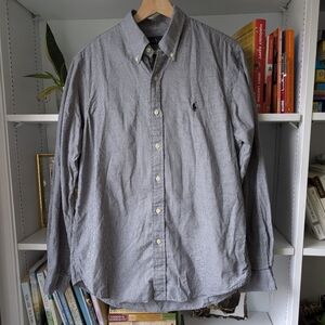 Ralph Lauren Men's Button Down Embroidered Logo Shirt Black Size Medium Preppy